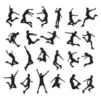 Silhouette image of an individual in mid-jump vector