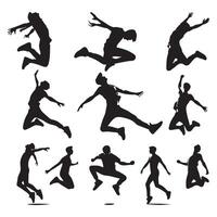 Outline of an individual in a jumping action vector