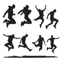 Silhouette art of a person making a leap vector