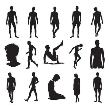 Full-standing figure in silhouette from top to bottom vector