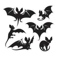 Grouping of bat forms against a plain white background vector