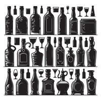 Group of bottle silhouettes vector