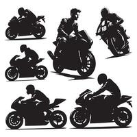 Silhouette ensemble of motorcycle riders vector