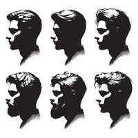 Set of mens head shapes in silhouette vector