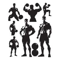 Bodybuilder shadow set vector