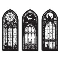 Halloween cutout window silhouettes arranged on a clean white background vector