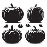 Series of pumpkin outlines on a simple white background vector