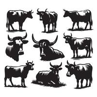Assortment of cow shadows on a white background vector