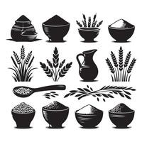 Clay rice in a silhouette illustration set vector