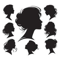 Set of womans head silhouette shapes vector