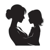 Silhouette depicting a mother and daughter celebrating Mothers Day vector