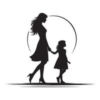 Mother and daughter silhouette symbolizing the bond for Mothers Day vector
