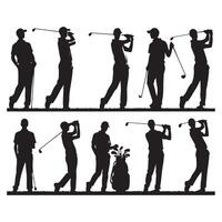 Silhouette set of golfer vector