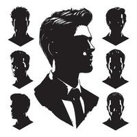 Shadowed profile set of male faces vector