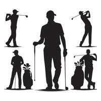 Set of golfer silhouettes vector