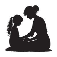 Silhouette showing the connection between mother and daughter for Mothers Day vector