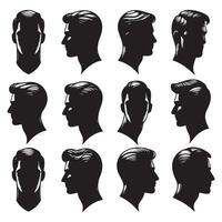 Outline series of mens profiles vector