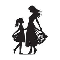 Silhouette capturing the essence of a mother and daughter for Mothers Day vector
