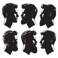 Array of male head silhouettes vector