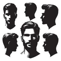 Profile array of male head shapes vector