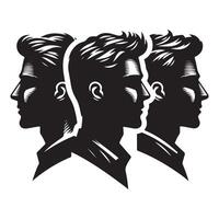 Mens head shape series in shadow vector
