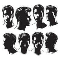 Profile silhouettes of men in a set vector