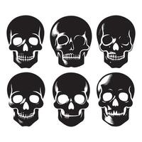 Assorted styles of skull head silhouettes vector