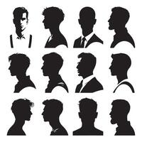 Collection of mens heads in shadowed profile vector