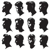 Shadowed profile array of male heads vector