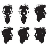 Set of male profiles in silhouette style vector