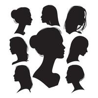 Set of silhouettes showing womans head vector