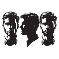 Assorted silhouette profiles of mens heads vector