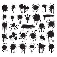 Silhouette compilation of ink blots and drips vector