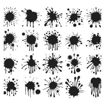 Collection of silhouettes featuring ink drips and blots