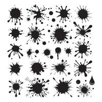 Ink drips and blots styled in silhouette form vector
