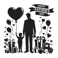 Silhouette of a father and son for Fathers Day vector