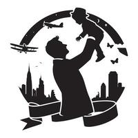 Silhouette featuring father and son for Fathers Day vector