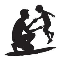Visual representation of a father and son silhouette vector