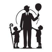 Father and son silhouette motif for Fathers Day vector