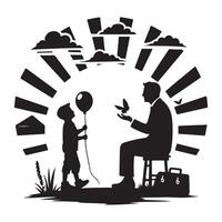 Father-son outline silhouette for Fathers Day vector