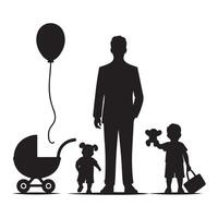 Silhouette illustration of a dad and son for Fathers Day vector