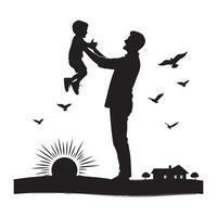 Father and son shadow scene for Fathers Day vector