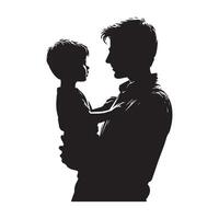 Silhouette of a dad and his son in an illustration vector