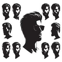Mens head profiles in a shadowed series vector