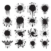 Set of silhouettes depicting ink blots and drips vector