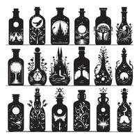 Collection of shadowed bottle forms vector
