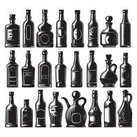 Collection of bottle forms in silhouette vector