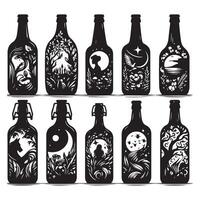 Selection of bottle shadows vector