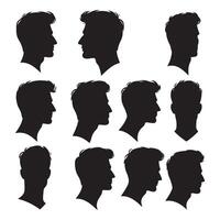 Silhouetted profile collection of men vector