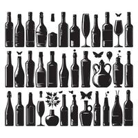 Silhouetted set of different bottles vector